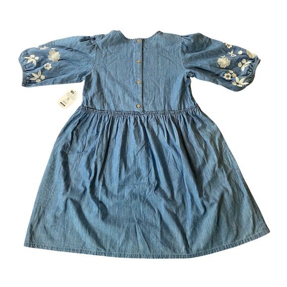 Wonder Nation Girls Denim Dress Embroidered Floral Puff Sleeve XXL (18) - Picture 2 of 12